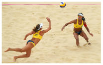 <p>Skimpy two-pieces come to mind when we think of women’s beach volleyball, but for the 2012 Olympics, the International Volleyball Federation <a href="http://www.telegraph.co.uk/sport/olympics/volleyball/9169429/London-2012-Olympics-female-beach-volleyball-players-permitted-to-wear-less-revealing-uniforms.html" rel="nofollow noopener" target="_blank" data-ylk="slk:finally allowed women;elm:context_link;itc:0;sec:content-canvas" class="link ">finally allowed women</a> to wear sleeves and longer bottoms. The group added the rules in order to be more culturally inclusive, and now women can <a href="https://www.yahoo.com/style/hijab-leggings-and-long-sleeves-wont-hinder-190328090.html" data-ylk="slk:even compete in hijabs;elm:context_link;itc:0;sec:content-canvas;outcm:mb_qualified_link;_E:mb_qualified_link;ct:story;" class="link  yahoo-link">even compete in hijabs</a> if they so please.</p><p><i>(Photo: Getty Images)</i><br></p>