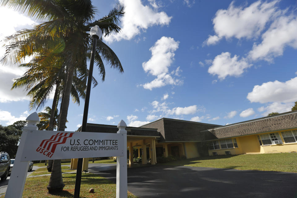 In this Tuesday, Sept. 24, 2019, photo, a shelter for migrant teenage girls is shown, in Lake Worth, Fla. (AP Photo/Wilfredo Lee)