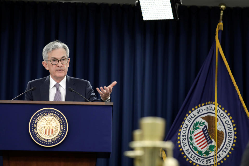 Federal Reserve Chairman Jerome Powell speaks at his news conference following the two-day meeting of the Federal Open Market Committee (FOMC) meeting on interest rate policy in Washington, U.S., January 29, 2020. REUTERS/Yuri Gripas