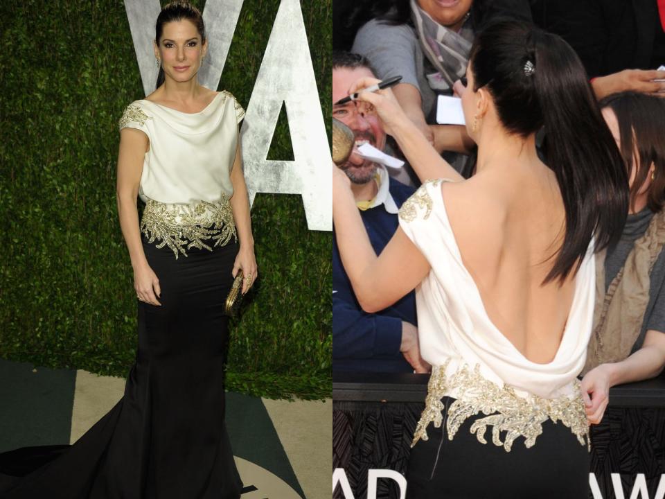 Actress Sandra Bullock arrives at the 2012 Vanity Fair Oscar Party