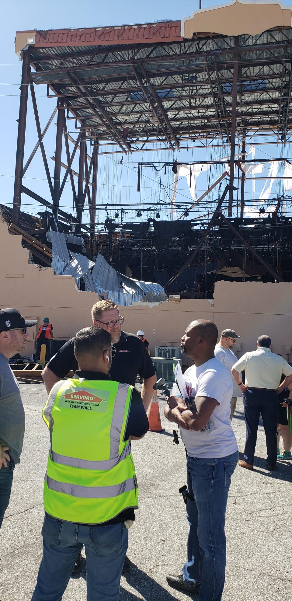 The back wall at Venice Theatre collapsed during Hurricane Ian, causing more damage to the fly loft above. The theater estimates it will take millions of dollars and more than a year to repair.