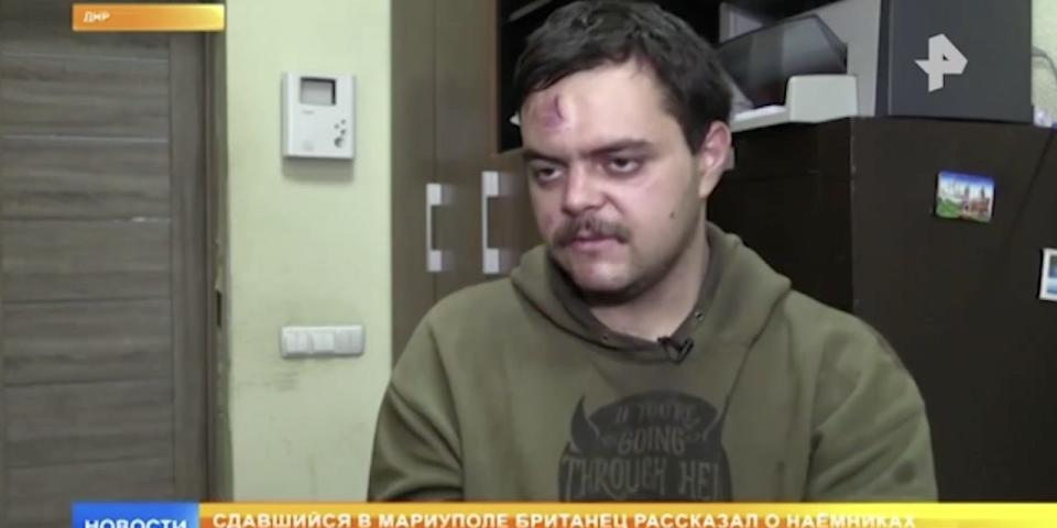 Capturer British Aiden Aslin appeared to speak under duress during an interview with Russian state TV.