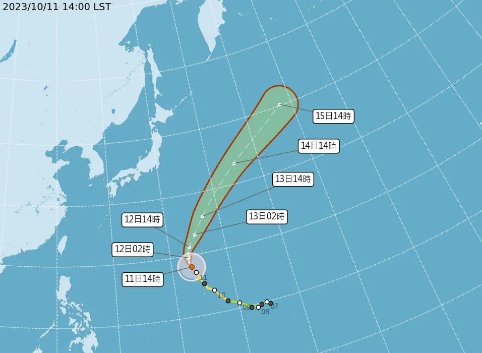 <strong>布拉萬颱風11日尚距台灣2500公里，預計將不會影響台灣和日本。（圖／翻攝自中央氣象署官網）</strong>