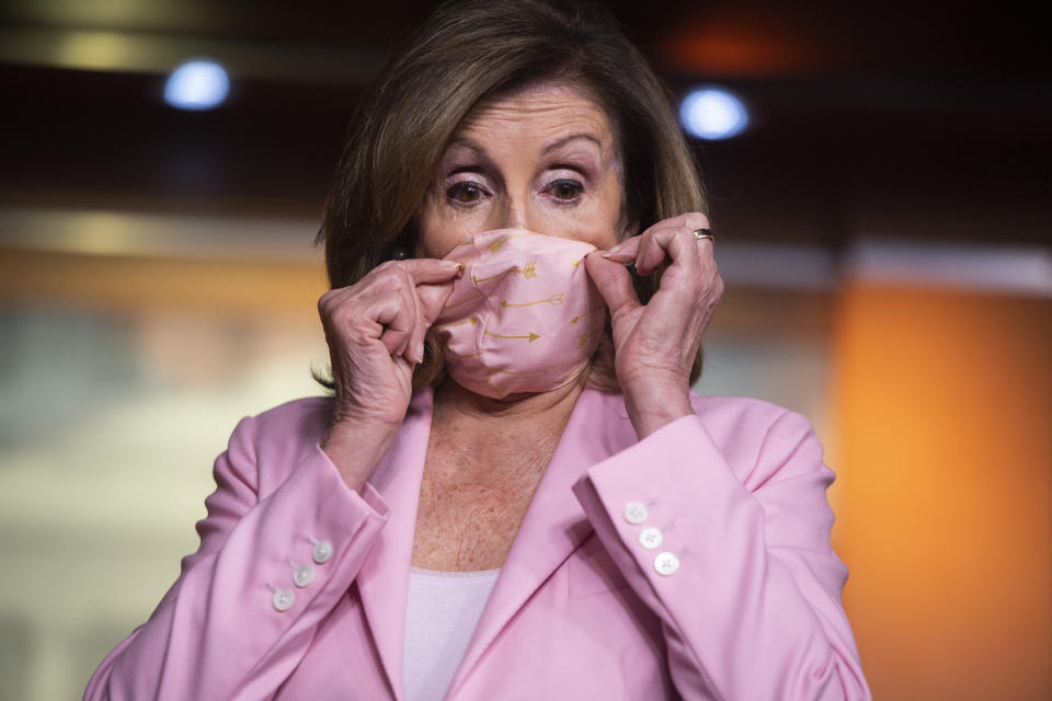 Speaker of the House Nancy Pelosi at a news conference on June 18, 2020. 