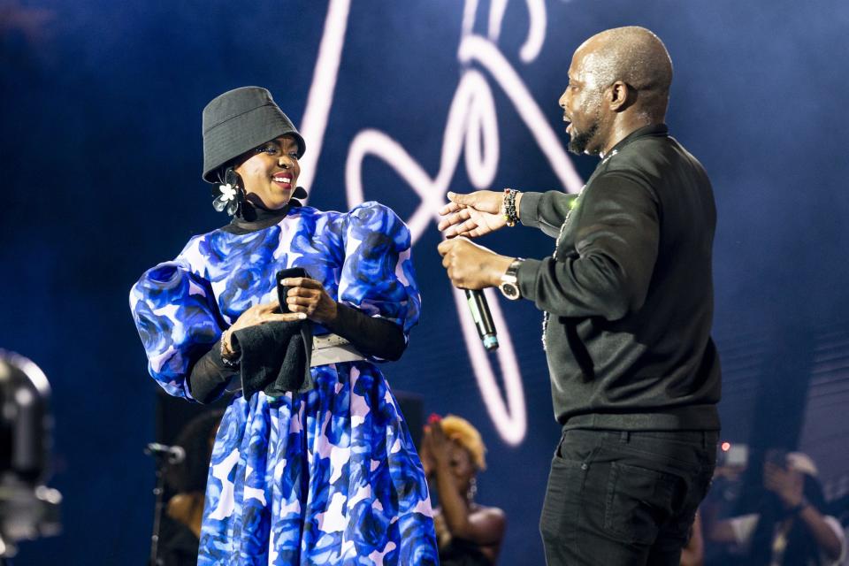 <p>Lauryn Hill and Wyclef Jean perform during the 2022 Essence Festival of Culture at the Louisiana Superdome on July 1 in New Orleans.</p>