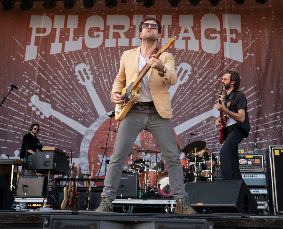 Taylor Goldsmith of Dawes performs during the Pilgrimage Music & Cultural Festival at The Park at Harlinsdale Saturday, Sept. 24, 2022 in Franklin, Tenn. 