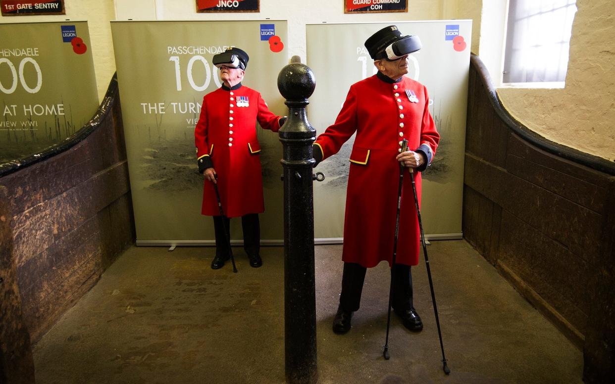 Chelsea Pensioners try out the virtual reality displays of Passchendaele - Â© Eddie Mulholland