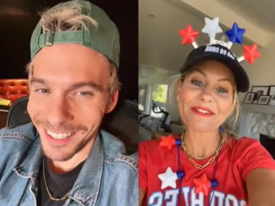 Koma and Bure as seen in the former’s TikTok video (Matthew Koma/Candace Cameron Bure via TikTok)