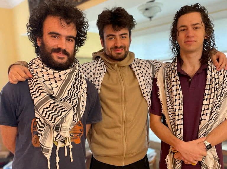 Hisham Awartani, Kinnan Abdel Hamid and Tahseen Ahmed, three college students of Palestinian descent who were shot near the University of Vermont (via REUTERS)