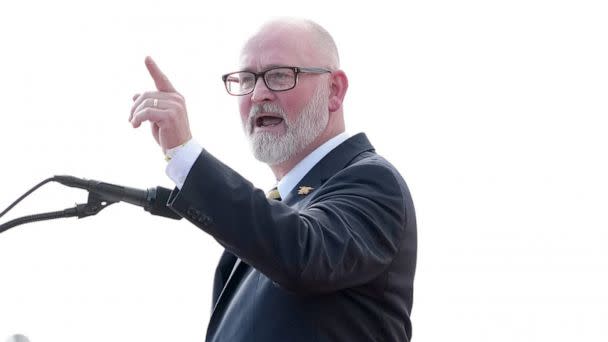 PHOTO: Congressional candidate Derrick Van Orden speaks during a campaign rally in Waukesha, Wisc., Aug. 5, 2022. (Milwaukee Journal via USA Today Network, FILE)