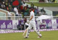 Cricket - Bangladesh v England - Second Test cricket match - Sher-e-Bangla Stadium, Dhaka, Bangladesh - 28/10/16. England's captain Alastair Cook walks off the field after his dismissal. REUTERS/Mohammad Ponir Hossain
