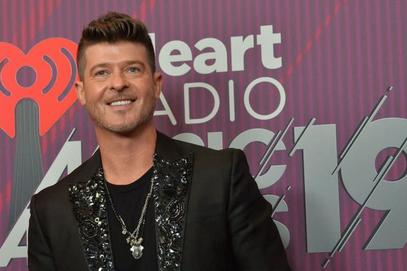 Robin Thicke appears backstage during the iHeartRadio Music Awards in Los Angeles in 2019. File Photo by Jim Ruymen/UPI