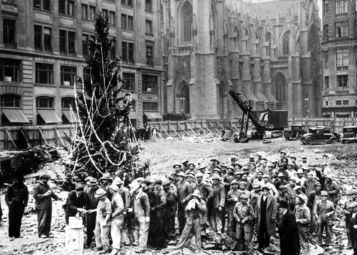 The first Rockefeller Center Christmas tree went up in 1931. (Courtesy Tishman Speyer)