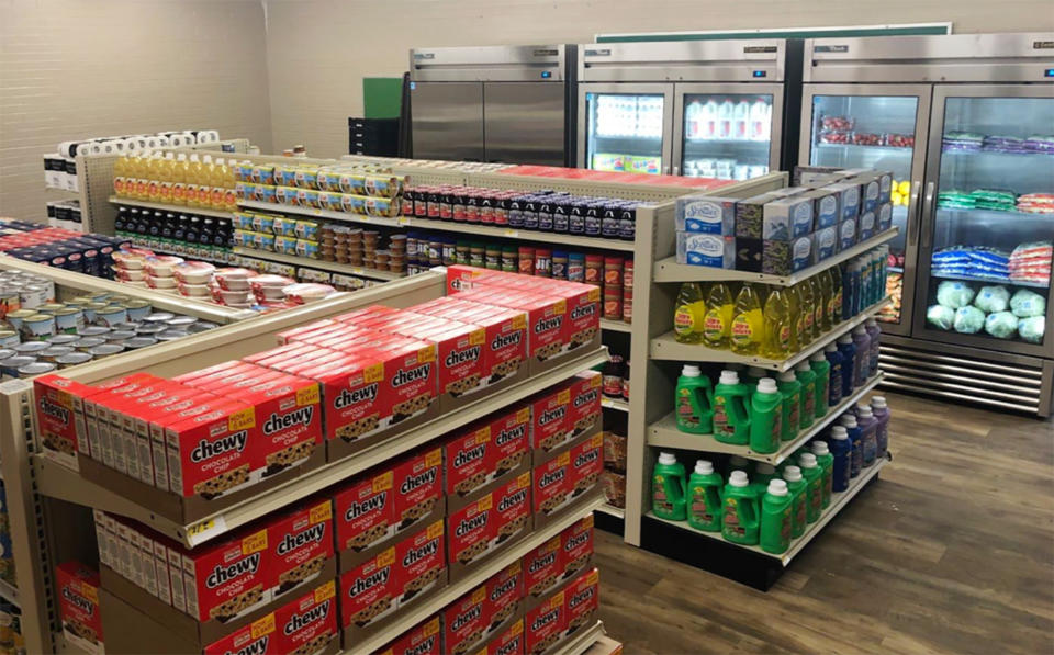 A student-run grocery store offers free groceries to students in need at Linda Tutt High School in Sanger, Texas. (Courtesy Anthony Love / Linda Tutt High School)