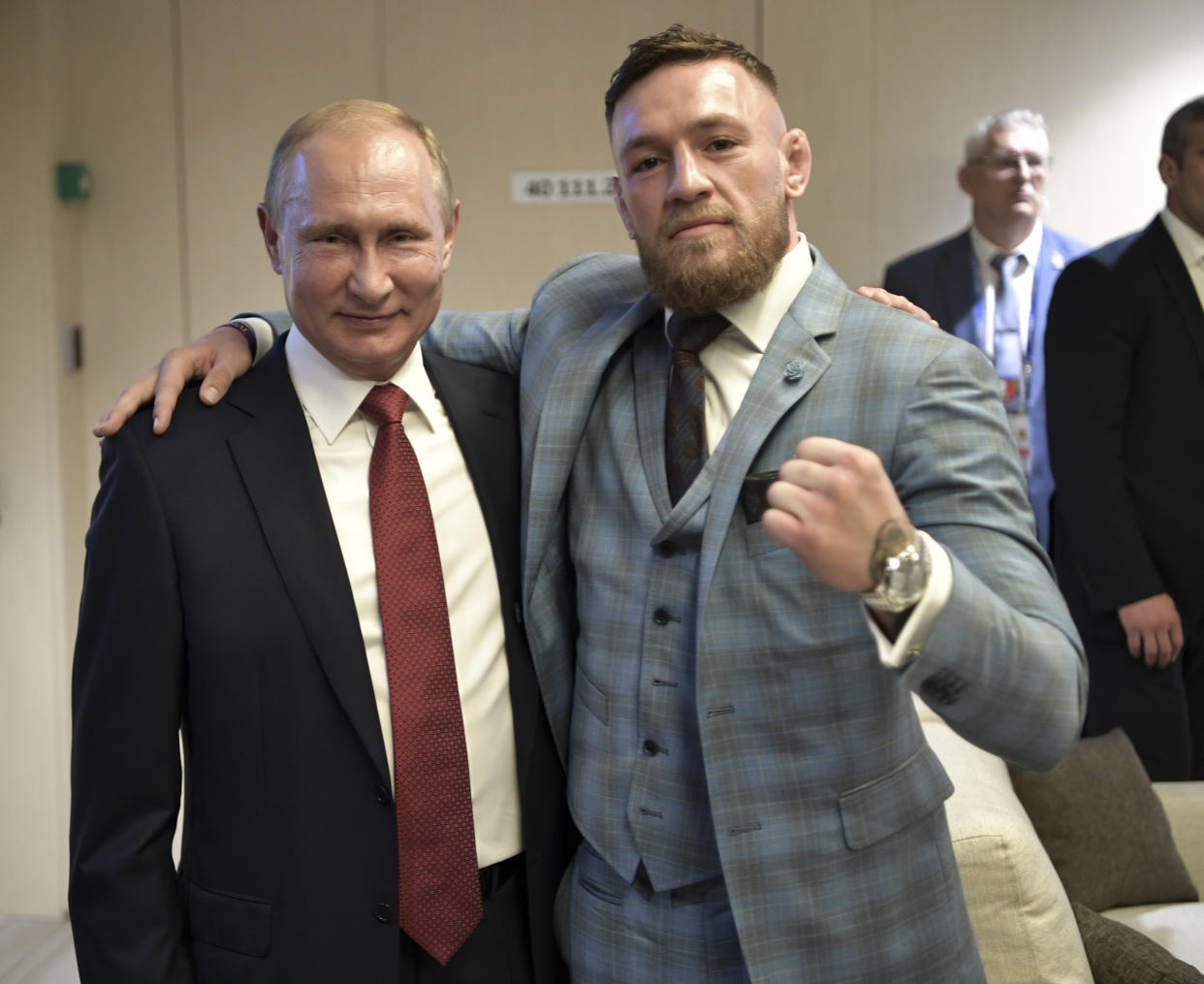 Ultimate fighting star Conor McGregor says he attended the 2018 World Cup final as a guest of Russian President Vladimir Putin. (AP Photo)