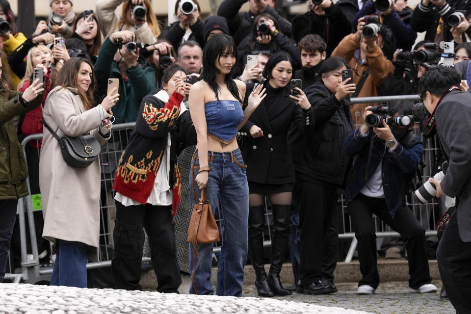 Momo arrives for the Miu Miu Fall/Winter 2024-2025 ready-to-wear collection presented Tuesday, March 5, 2024 in Paris. (Photo by Scott A Garfitt/Invision/AP)