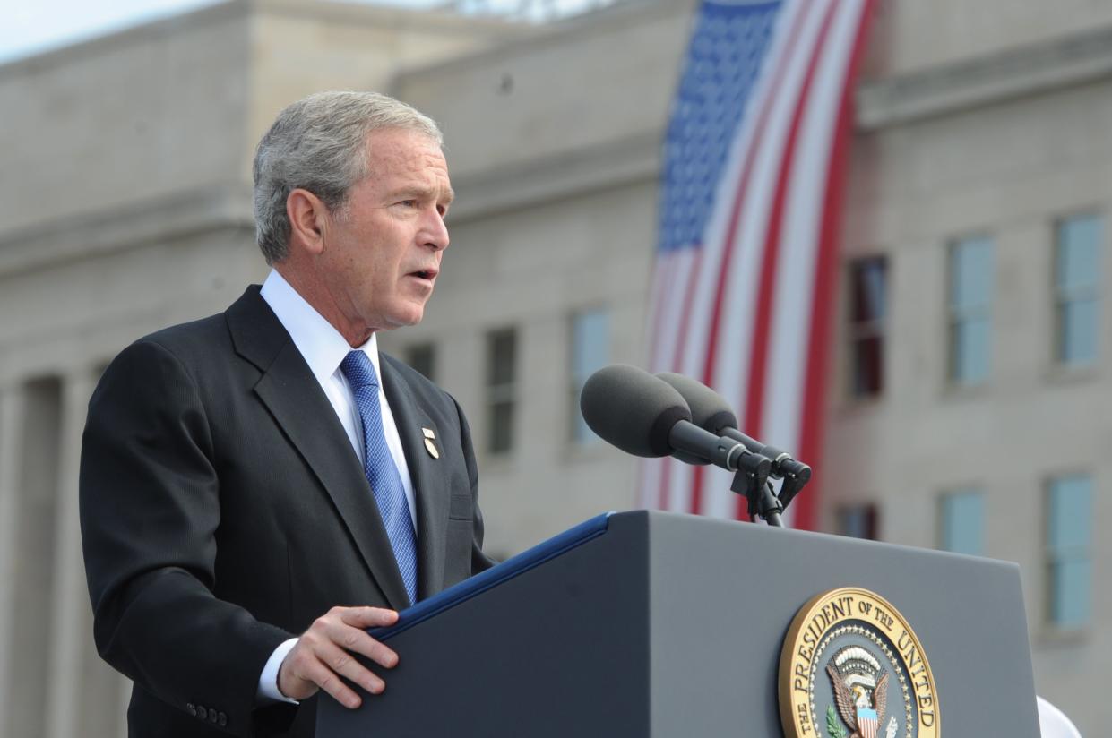 President George W. Bush speaks at the Pentagon Memorial dedication ceremony Sept. 11, 2008.
