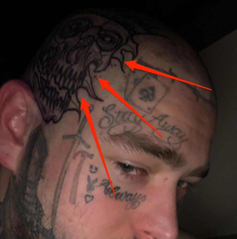 post malone head tattoo