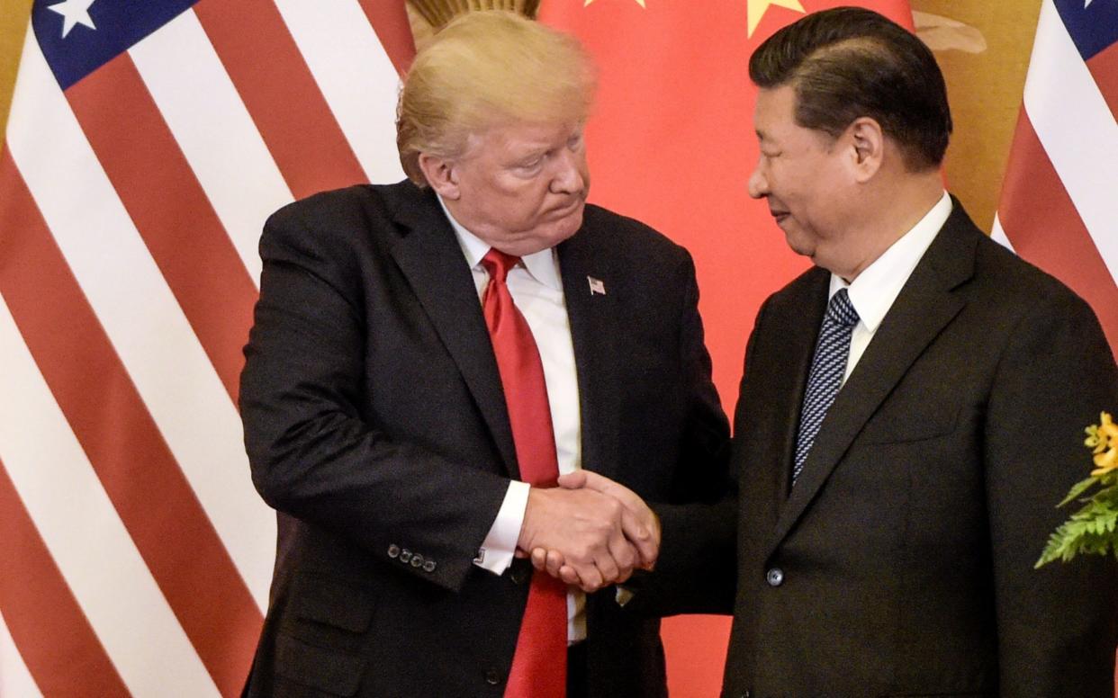 Donald Trump shakes hands with China's president Xi Jinping in Beijing, November 2017 - AFP