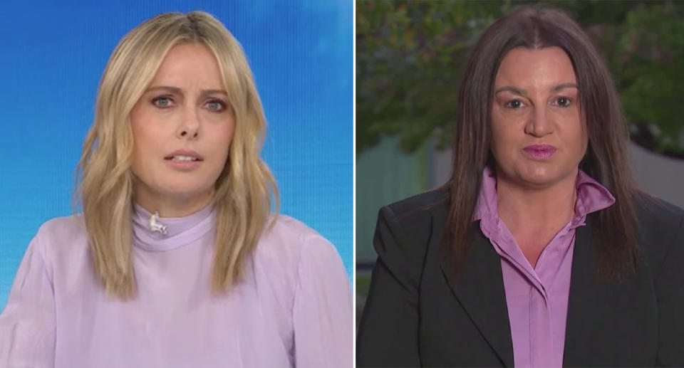 Ally Langdon, left, and Jacqui Lambie, right, on the Today show. 