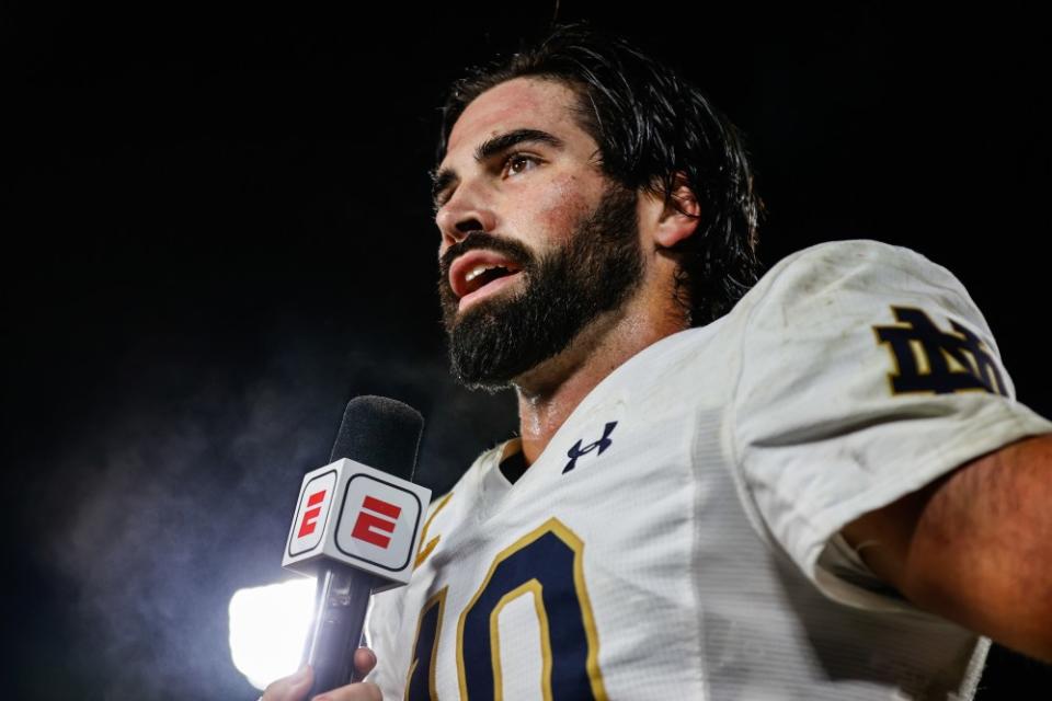 Watch: Notre Dame’s Sam Hartman missing his signature beard