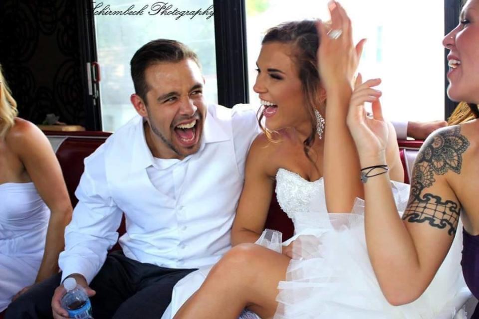 The Heinzes cheesing hard on the big day.&nbsp; (Photo: <a href="https://www.facebook.com/SchirmbeckPhotography/" target="_blank">Schirmbeck Photography</a>)