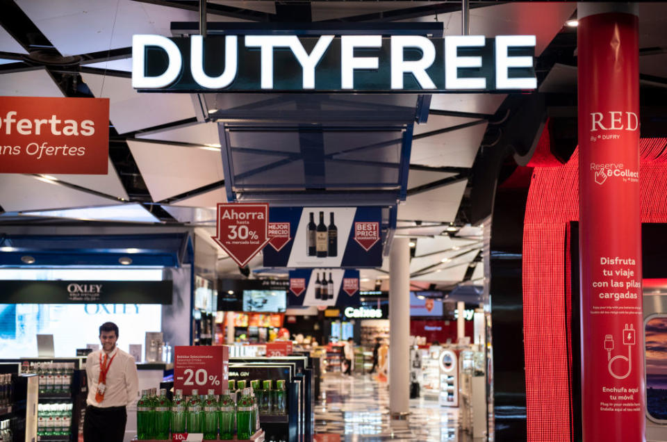 An identify theft expert has warned people to properly dispose of their duty-free receipt. Pictured is a duty-free hall at a Spanish airport.