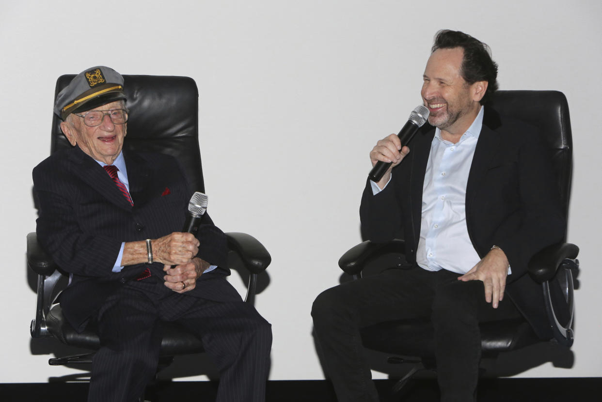 Ben Ferencz and Barry Avrich during a screening of 