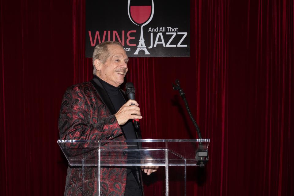 Joslyn Center Executive Director Jack Newby addresses the crowd at The Joslyn Center's Wine and All That Jazz gala in Palm Desert, Calif., Jan. 17, 2024.
