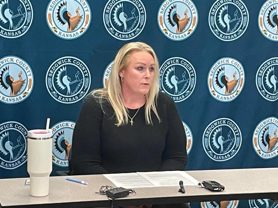 Sedgwick County Emergency Communications Director Elora Forshee, at a separate news conference Tuesday, said information on a 911 call about a fire “was not intelligibly heard or understood on the phone from the dispatcher. There was not any understanding or assumption that she (the caller) was trapped.”