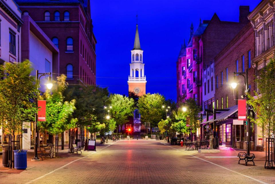 <p><strong>Church Street </strong></p><p>If you want to experience the personality of Burlington, Vermont, then spend an afternoon or night out on <a href="https://www.churchstmarketplace.com/" rel="nofollow noopener" target="_blank" data-ylk="slk:Church Street;elm:context_link;itc:0;sec:content-canvas" class="link ">Church Street</a>. From beautiful architecture, restaurants with a range of local beers and IPAs and steps from Lake Champlain, you really can’t go wrong.</p>