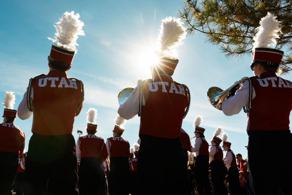 Utah Utes marching band plays before the game against the Arizona State Sun Devils in the tailgate area outside Rice-Eccles Stadium in Salt Lake City on Saturday, Nov. 4, 2023. | Megan Nielsen, Deseret News