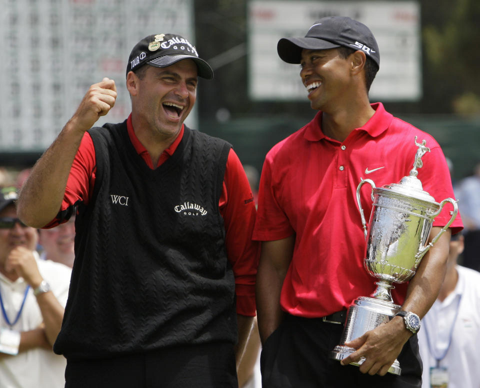 Tiger Woods battled a knee injury during the 2008 U.S. Open at Torrey Pines, winning in a storied Monday playoff against Rocco Mediate for his 14th major victory.