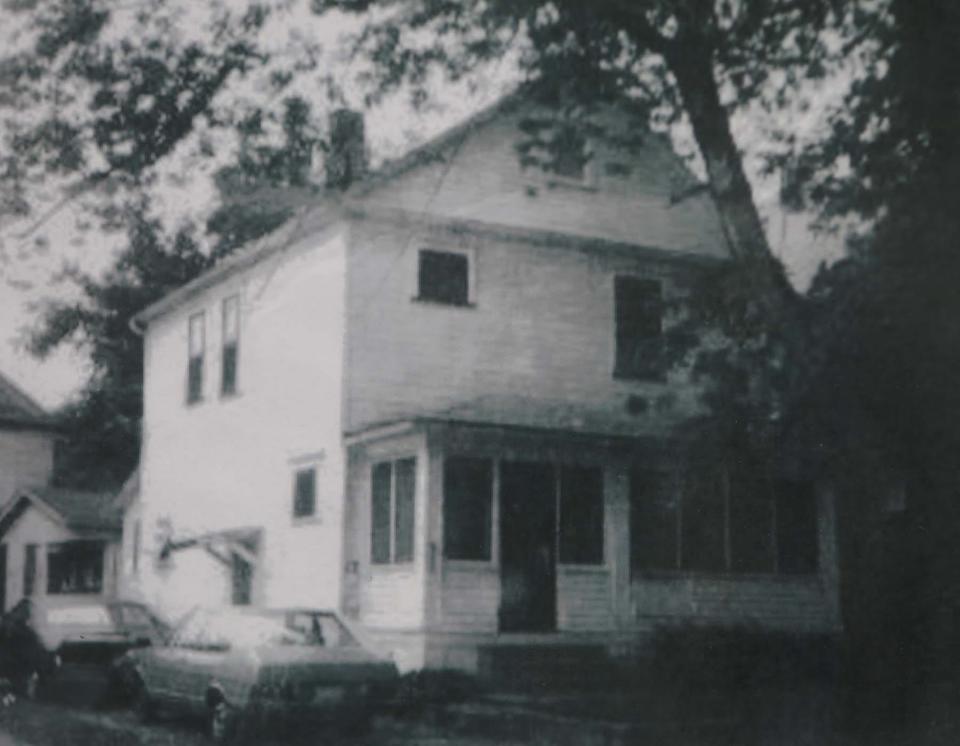 This is a photograph of the home purchased by Flanvis J. Johnson on Douglas Street in the late 1950s. It was not one of the homes purchased by the city to make way for the Akron Innerbelt but the family blames the home's depreciation on the highway construction.