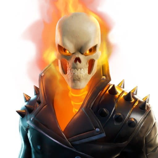 Fortnite's Ghost Rider skin with flaming skull