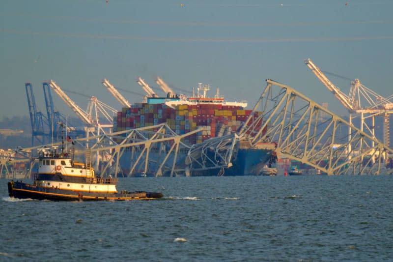 A general view of Baltimore's Francis Scott Key Bridge after it was collapsed after a cargo ship crashed into it. Karl Merton Ferron/TNS via ZUMA Press Wire/dpa