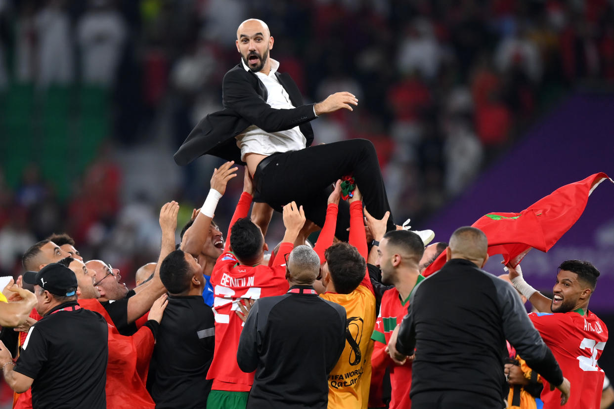 Walid Regragui, entrenador de Marruecos, dijo que son el Rocky Balboa de esta Copa del Mundo. (Foto: Justin Setterfield/Getty Images)