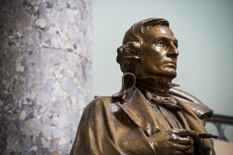 Statue of Jefferson Davis, president of the Confederacy during the Civil War, stands in Statuary Hall in the U.S. Capitol on August 17 in Washington, D.C. On January 21, 1861, then-Sen. Davis, of Mississippi, resigned from the U.S. Senate, 12 days before Mississippi seceded from the Union. File Photo by Pete Marovich/UPI