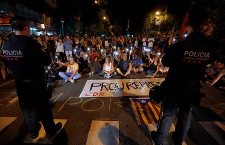 Pro-independence protest in Catalonia following nine activists detention in Barcelona