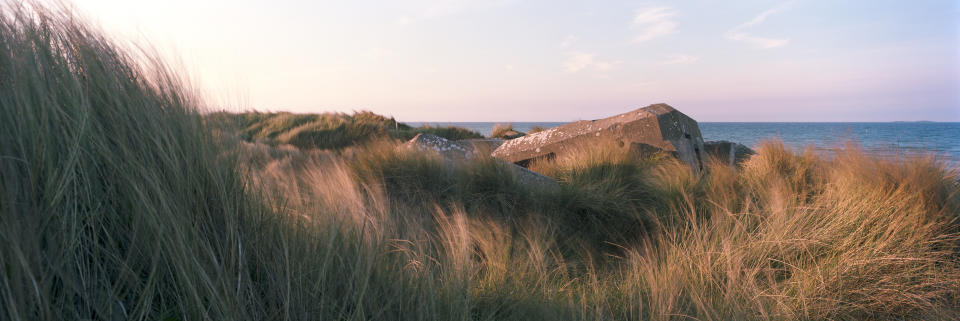 A former German defense bunker sits along a stretch of coastline that was known as 'Utah Beach' during the D-Day Beach landings on April 30, 2019 in Audouville-la-Hubert, on the Normandy coast, France. (Photo: Dan Kitwood/Getty Images)