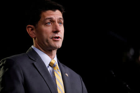 FILE PHOTO: U.S. Speaker of the House Paul Ryan speaks with reporters during his weekly news conference on Capitol Hill in Washington, U.S., June 21, 2018. REUTERS/Aaron P. Bernstein/Files