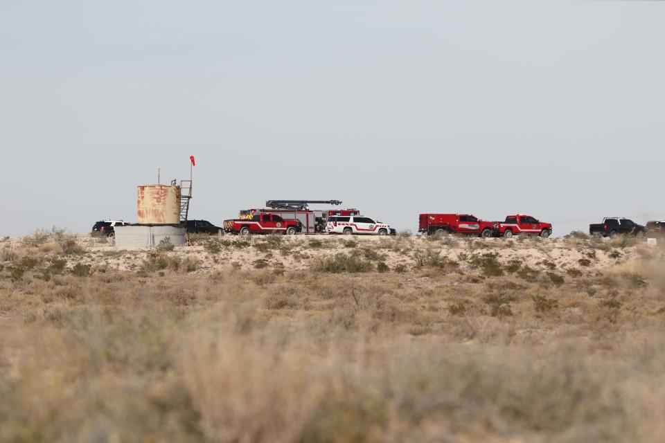 Emergency vehicles respond to reports of plane crash east of Carlsbad Nov. 19. At least one person died as a result.