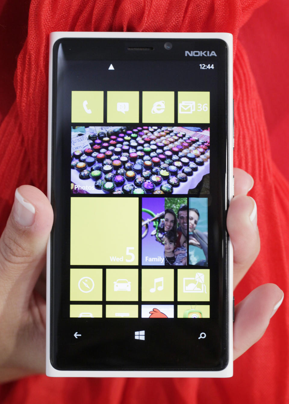 Nokia's smartphone, the Lumia 920, equipped with Microsoft Windows Phone 8, is displayed, Wednesday, Sept. 5, 2012 in New York. Nokia revealed its first smartphones to run the next version of Windows, a big step for a company that has bet its future on an alliance with Microsoft. (AP Photo/Mark Lennihan)