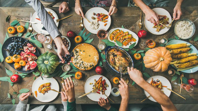 A Thanksgiving meal is pictured. There are ways to avoid overeating this holidays season: