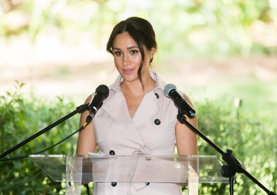 Meghan hält häufig Reden in der Öffentlichkeit, wie hier in Südafrika. (WireImage)