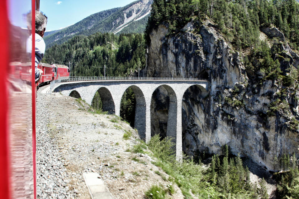 The Glacier Express between Zermatt and St Moritz, Italy and Switzerland