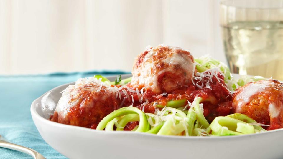 turkey meatballs over zucchini noodles