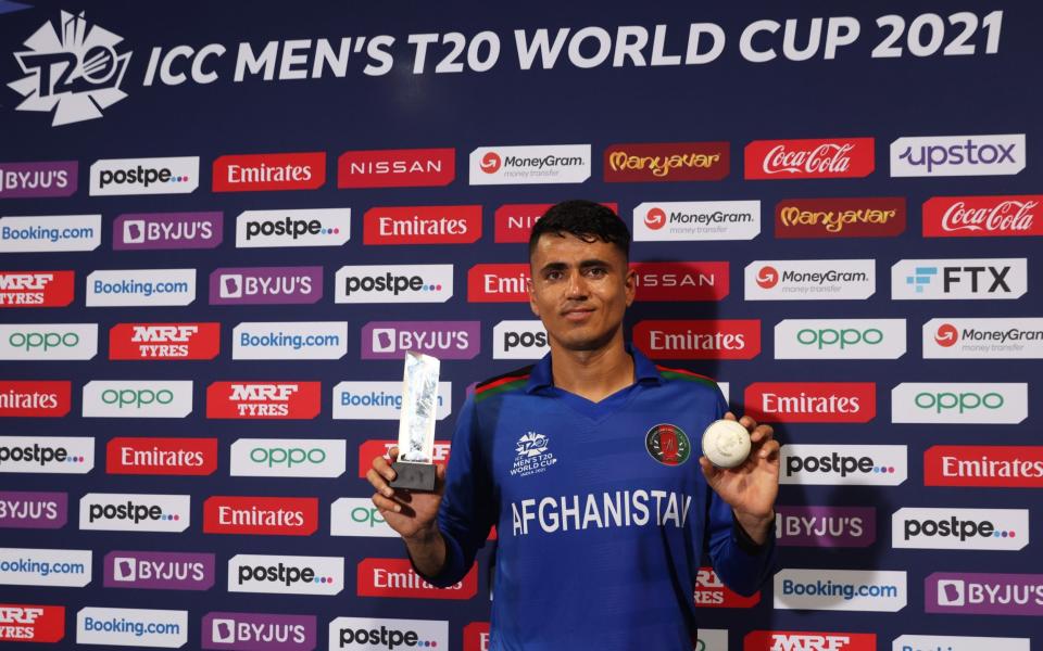 Mujeeb Ur Rahman of Afghanistan poses after being named Player of the Match - Getty Images