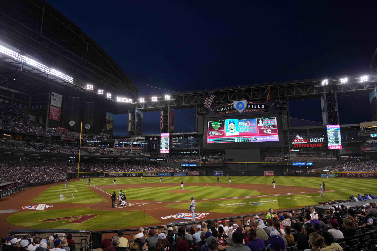 The Arizona Diamondbacks' Chase Field will host Games 3,4 and Game 5, if necessary, of the 2023 World Series against the Texas Rangers.