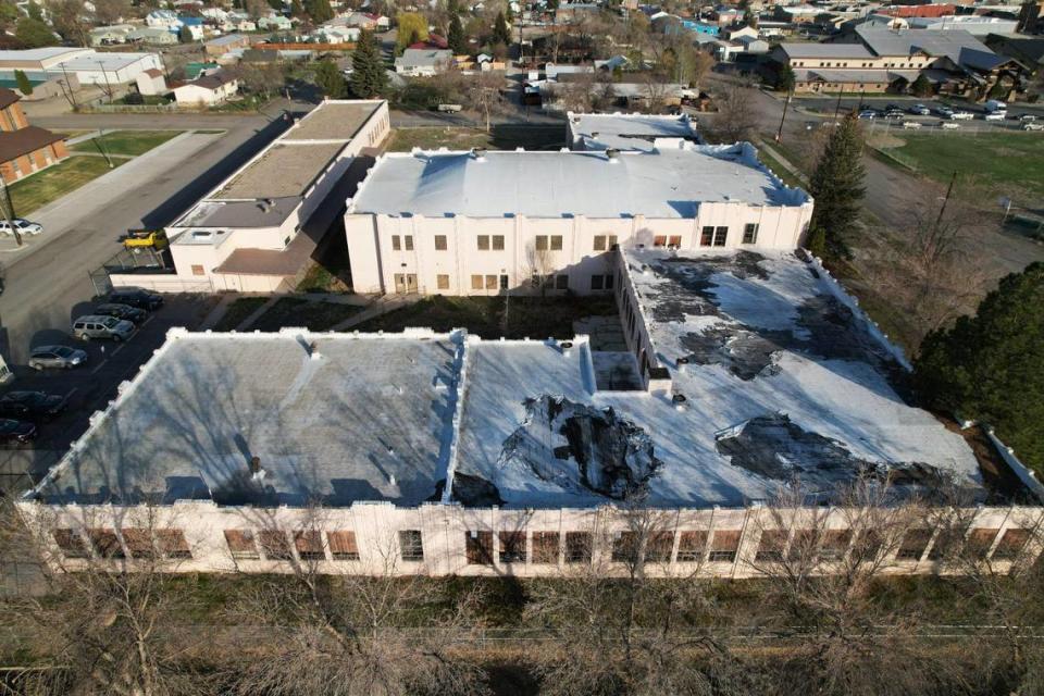 Salmon Middle School was abandoned after the district asked the state to help pay for a new school but only received enough funding for a new roof and seismic reinforcements.